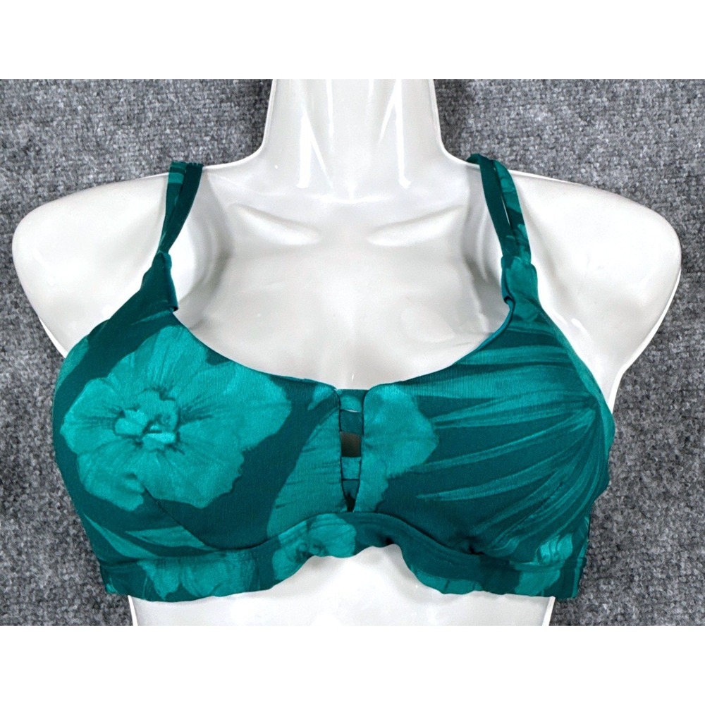 Hurley Womens Teal Green Tropical Floral Strappy Crisscross Bikini Top Small NWT